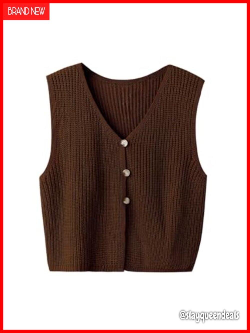 Plus Size V Neck Button Up Sweater Vest Sleeveless Knitted Pullover